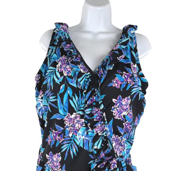 Swim 365 Swimsuits For All One Piece Swim Dress Size 20 Floral Ruffle SW-2063 - Picture 3 of 11